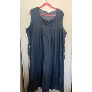 DenimMoves Blue Denim Maxi Dress Plus Size 3X Sleeveless Pockets